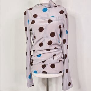 Marni Polka Dot Silk Top Gray Brown Blue Size IT 38 NWOT Modern Artistic
